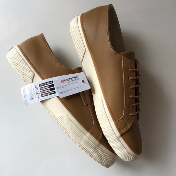 NWT Superga leather tan sneakers - Picture 6 of 12